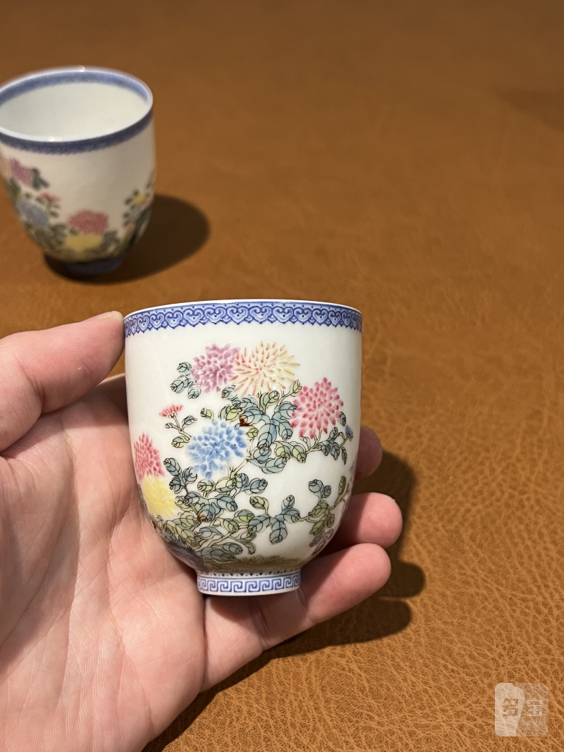 民国 珐琅彩花卉纹杯（一对） - 图15